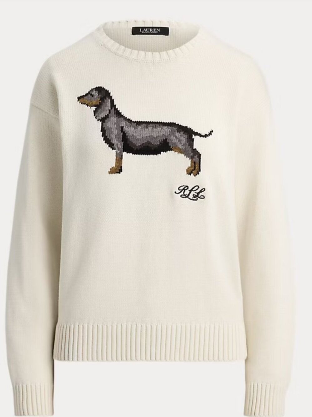 Lauren Ralph Lauren Intarsia Dachshund Cotton Sweater